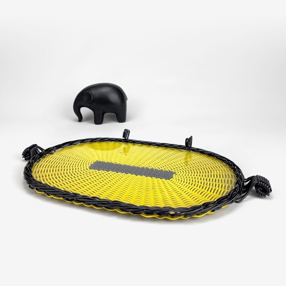 Serving tray glass and threads scoubidou 50s