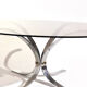 Vintage coffee table, aluminum center stand and circular glass top