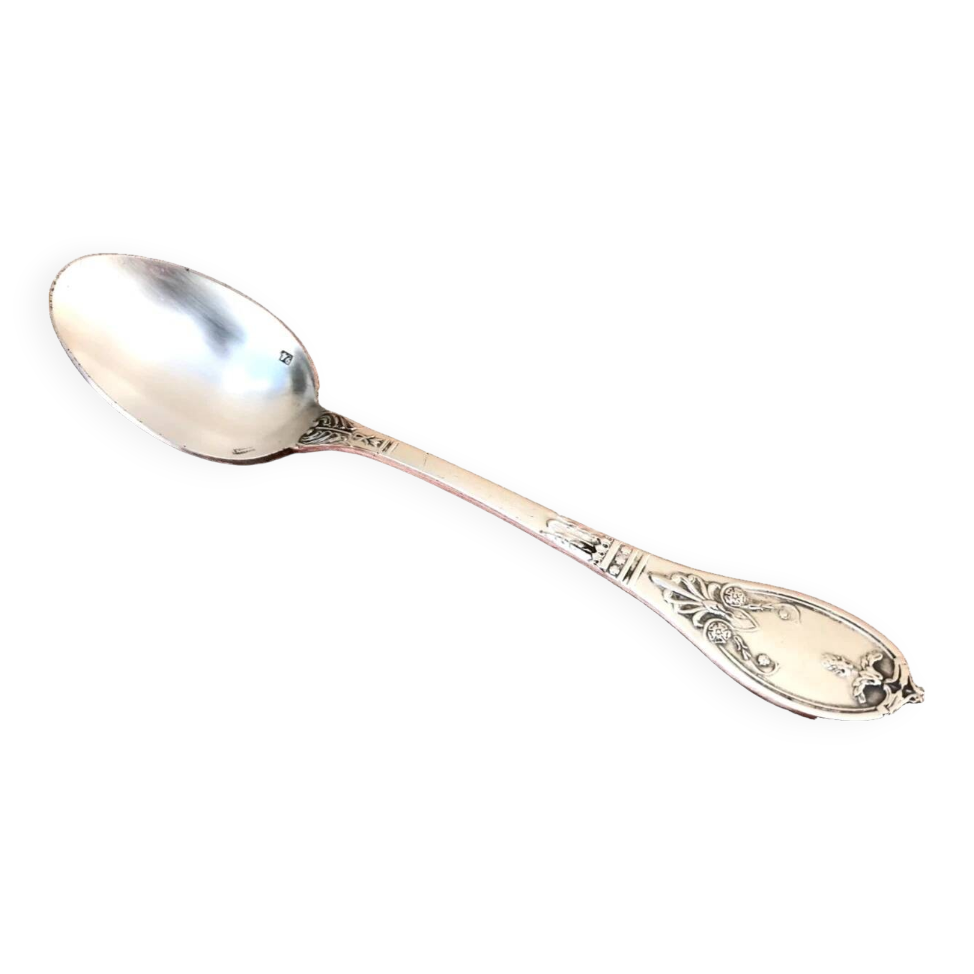 Antique dessert spoon by Orfèvre Cailar Bayard, Empire model.