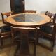 Round dining tables + chairs