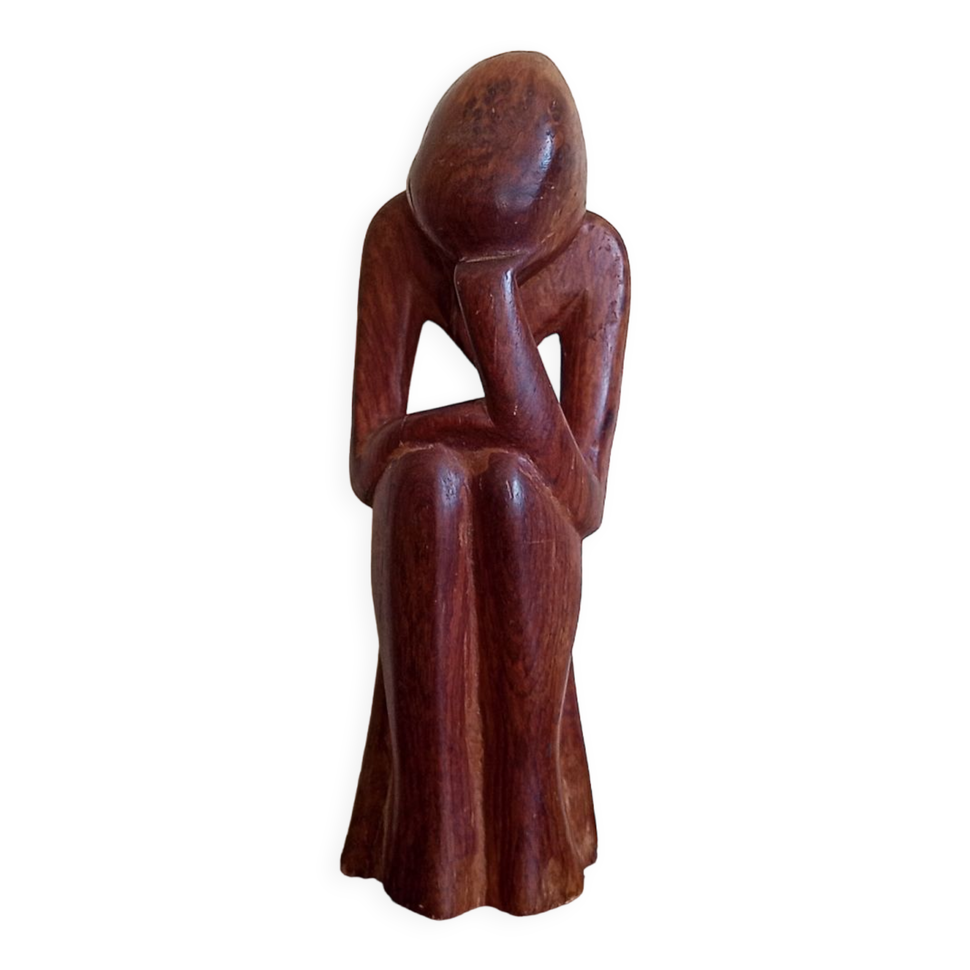Sculpture sur bois maurice tavernier (1926 - 2018) homme assis 27,5 x 11,5 cm