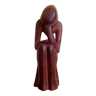Wood carving maurice tavernier (1926 - 2018) seated man 27.5 x 11.5 cm