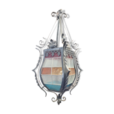 Wrought iron lantern with stained glass windows