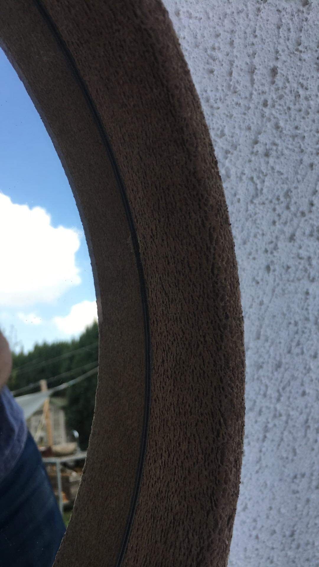 Vintage round velvet mirror