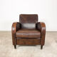 Vintage Sheep leather wagon wheel clubchair Holten