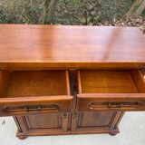 Buffet anglais 2 portes 2 tiroirs bois massif merisier satin
