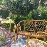 Rattan bench and chair