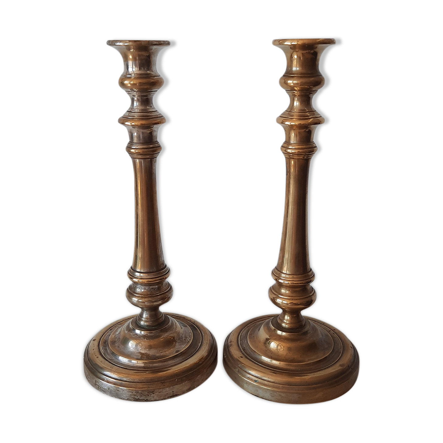 Set of 2 metal candlesticks old style
