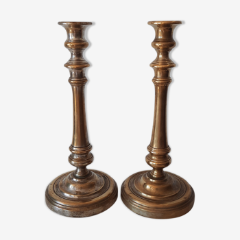 Set of 2 metal candlesticks old style
