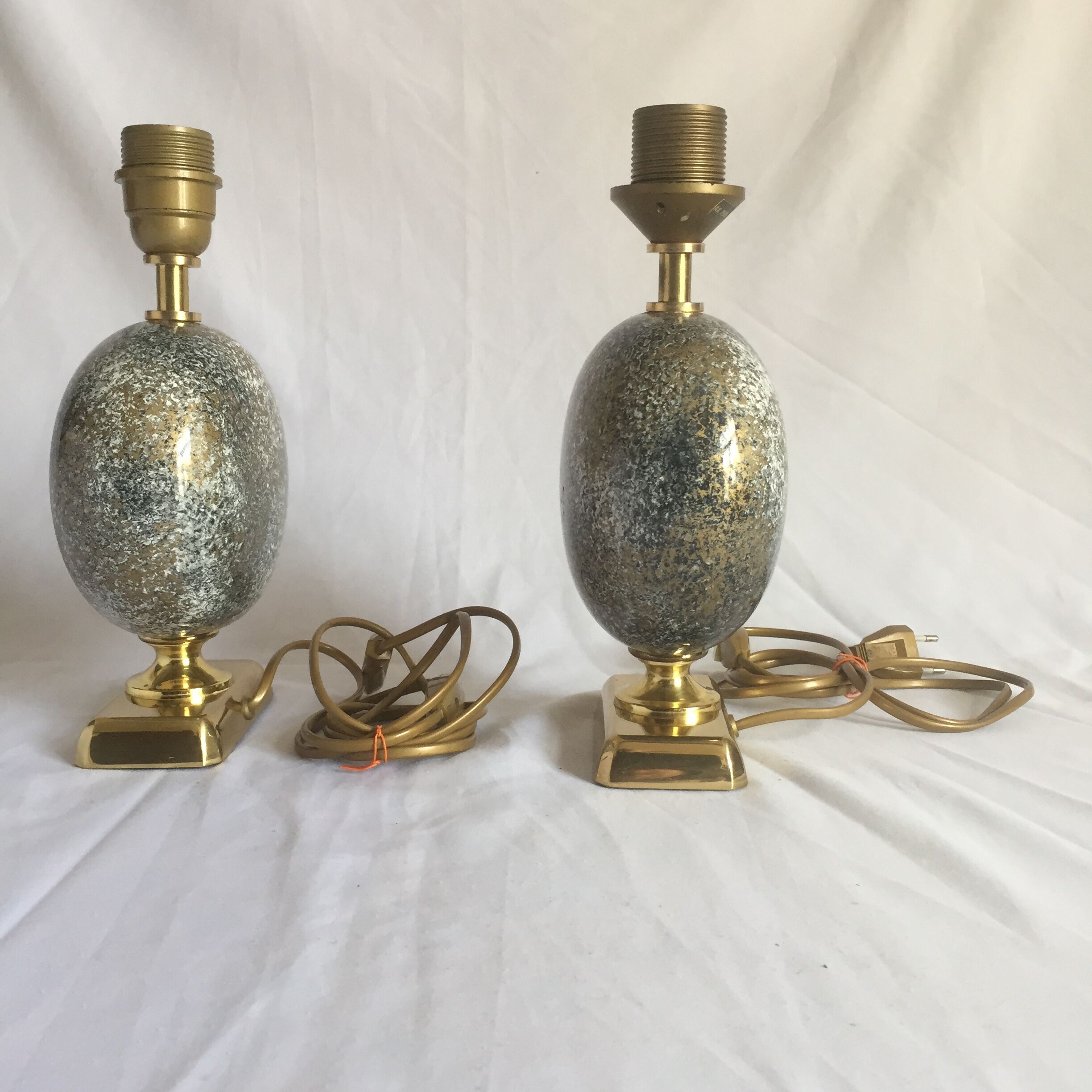 Pair of French 70s lamps Philippe Barbier style