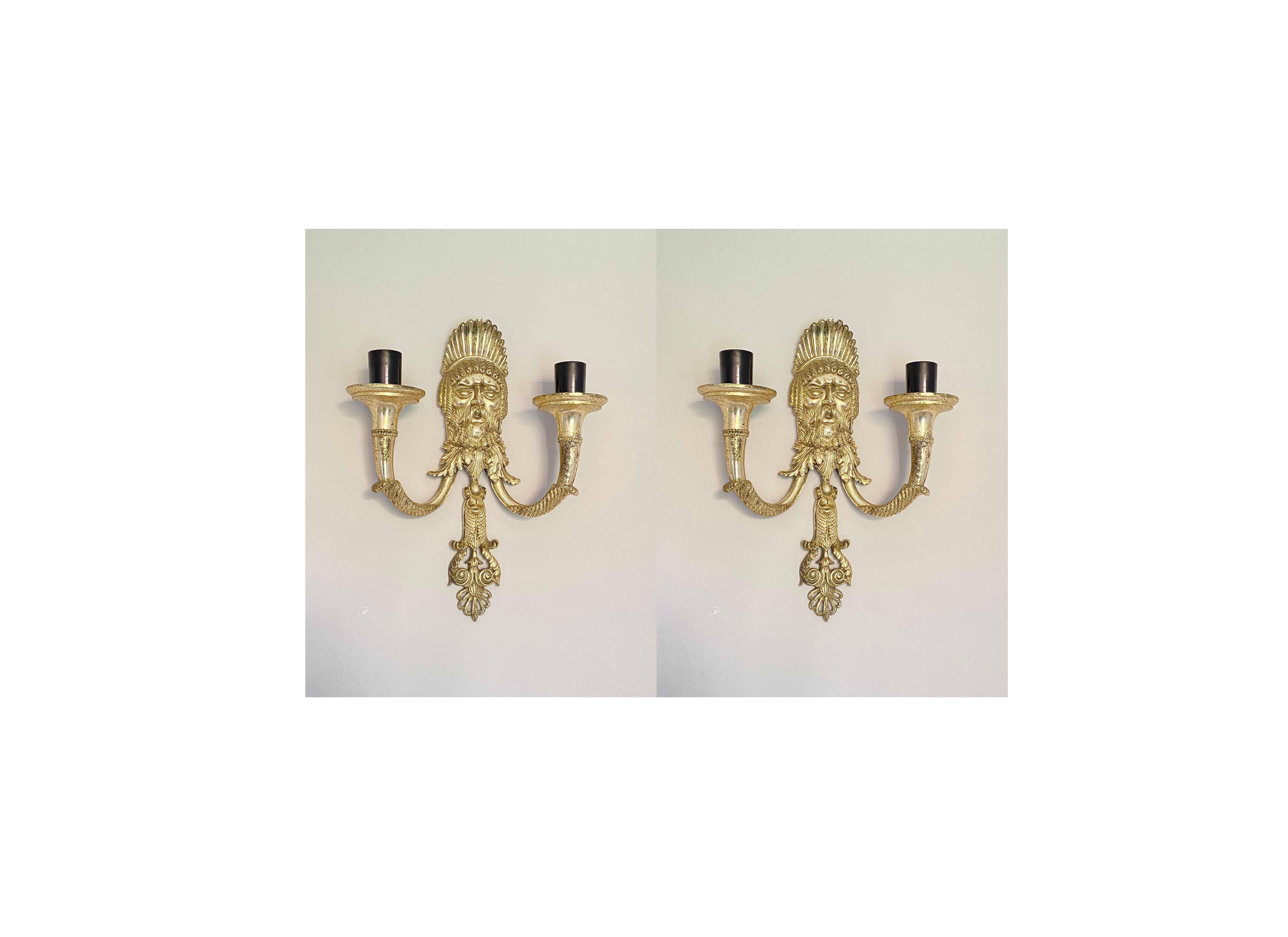 Wall lamp Mascherone Tragedia Greca in silver cast alloy