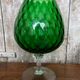 Old vase on foot empoli green glass transparent foot vintage