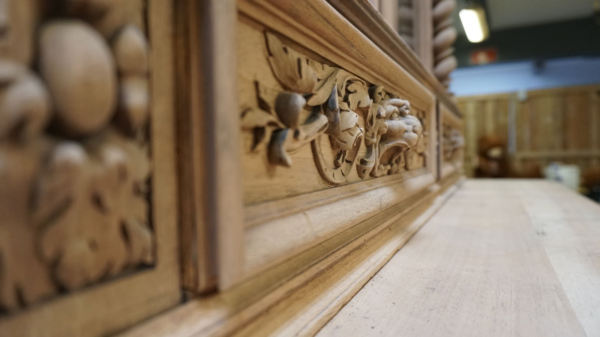 Library showcase carved wood