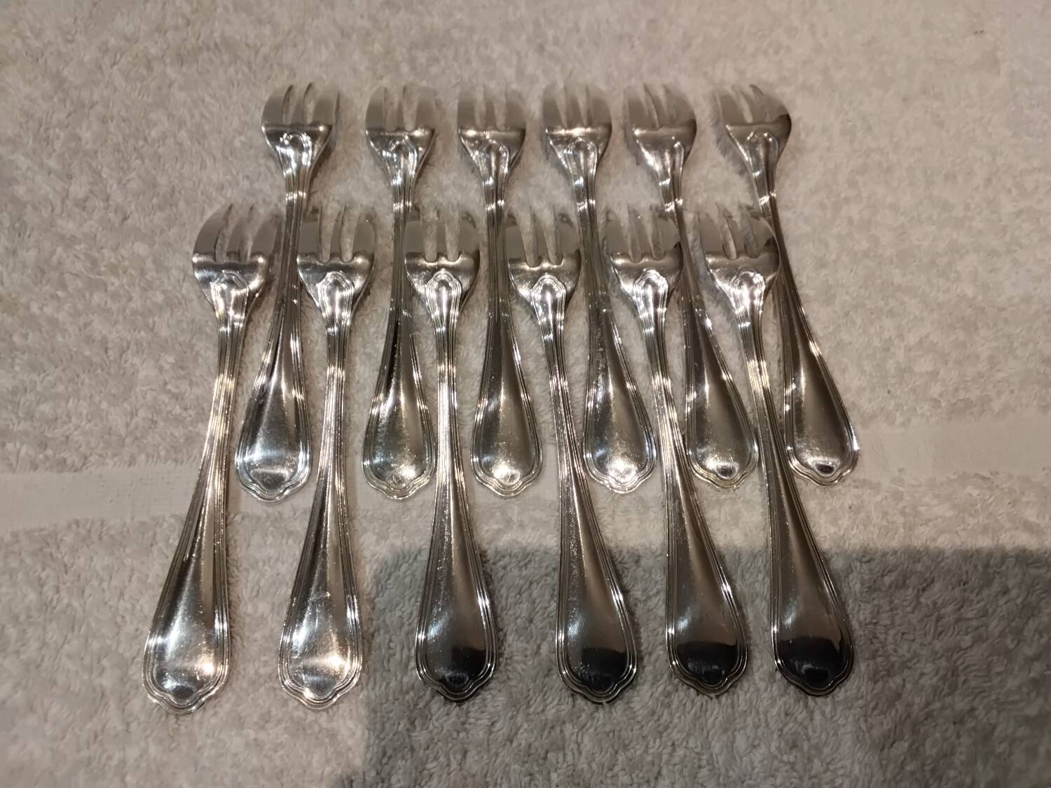 12 silver-plated cake forks by Christofle Spatours