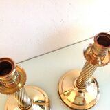 Pair of empire style brass candlesticks