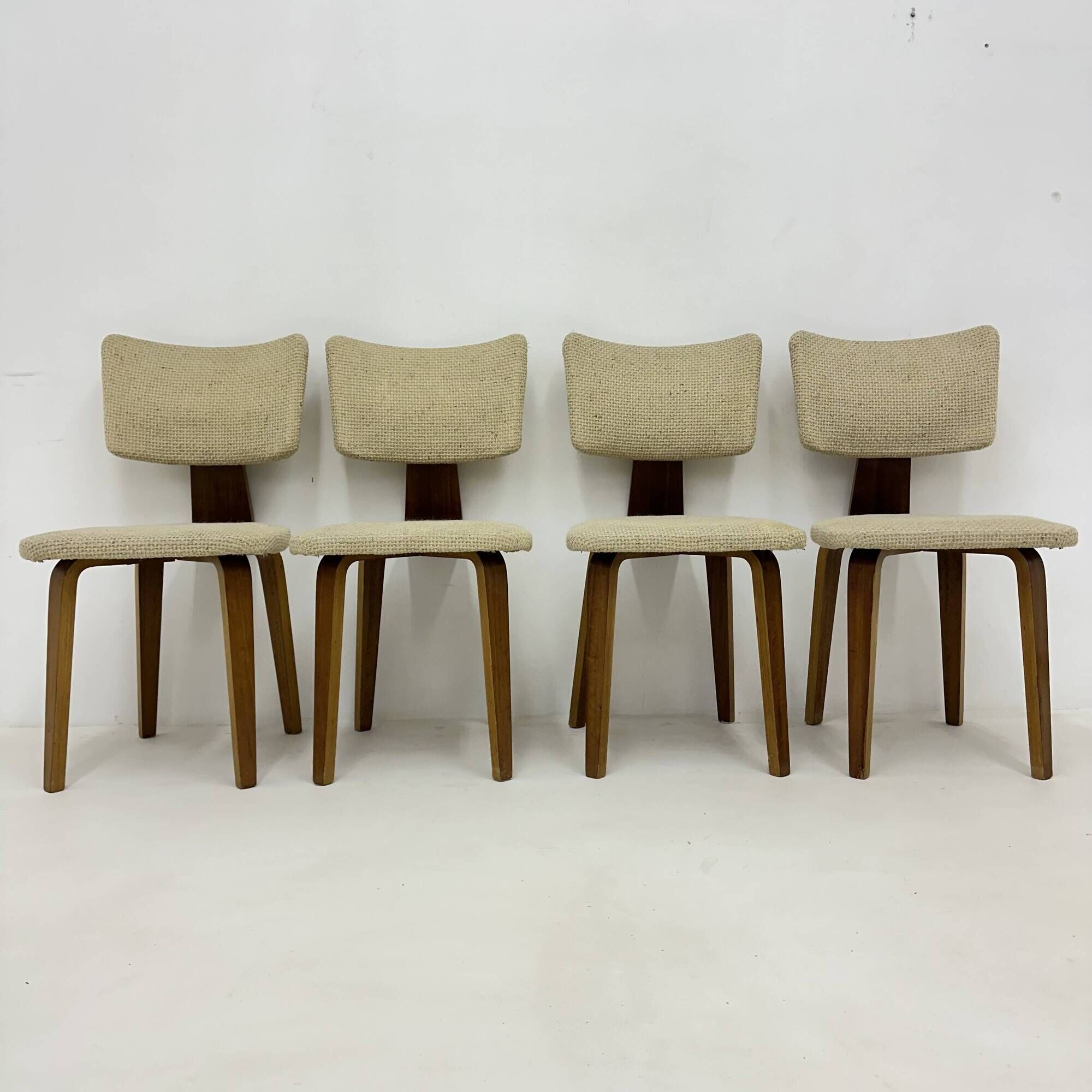 Set of 4 Dutch design by Cor Alons plywood dining chairs , 1960s