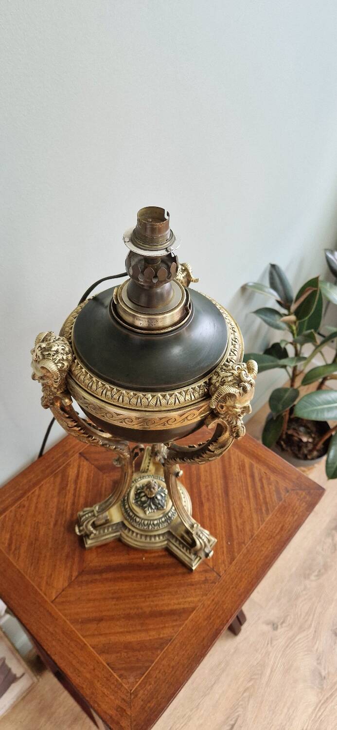 Lampe cassolette bronze doré style Empire XIXème