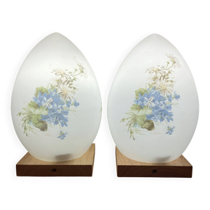 Paire de lampes opaline