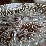 Vintage 4-compartment chiseled glass aperitif dish