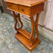 Vintage Wooden Console Table with Lyre Legs — Empire Directoire Style 1960