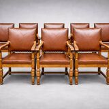 Set of 8 Renaissance-style armchairs.