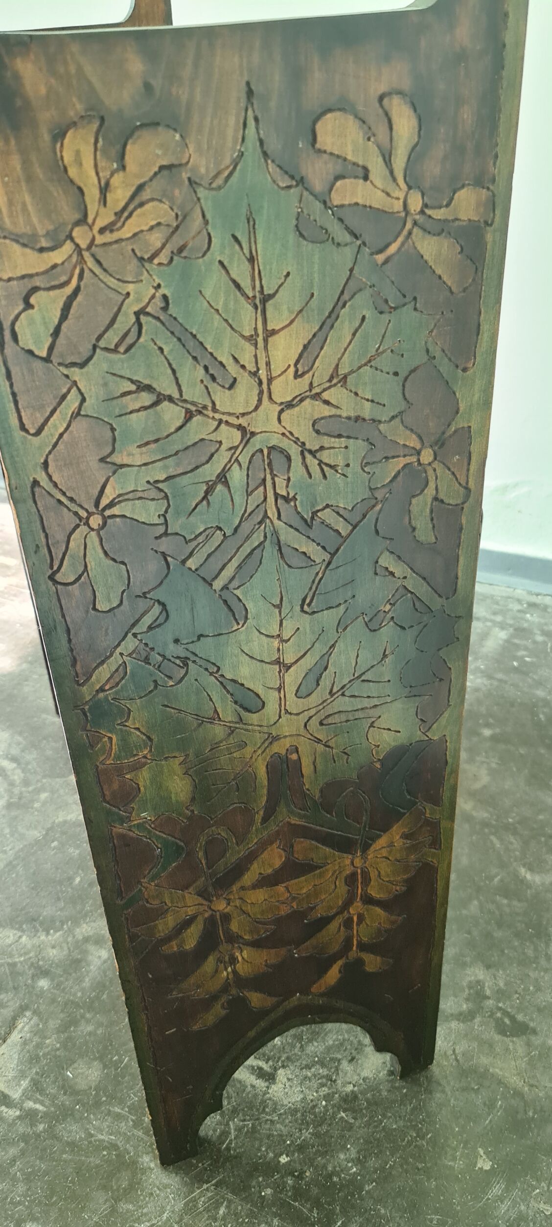 Antique Art Deco free standing wooden shelf