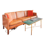 Borge Mogensen style 3-seater leather sofa