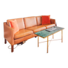 Borge Mogensen style 3-seater leather sofa