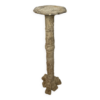 Chinese carved pedestal in faux ivory