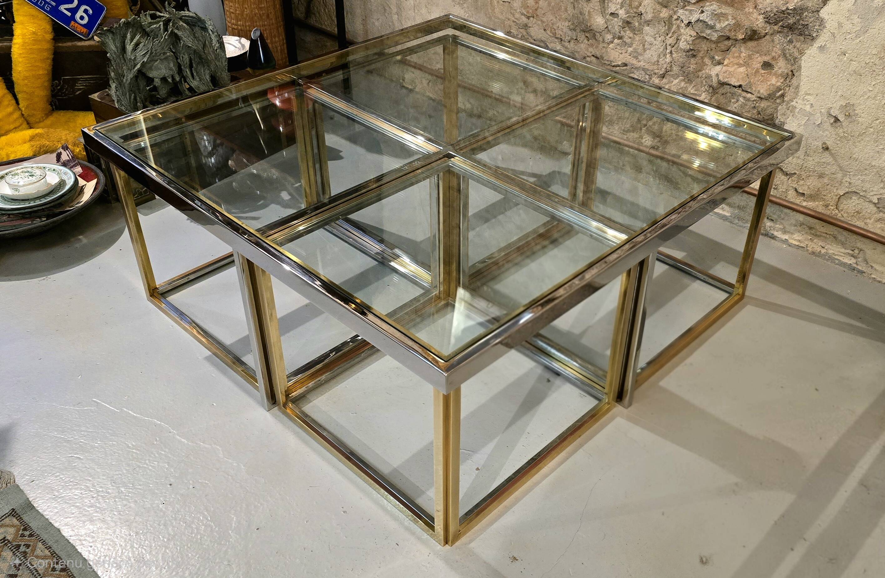 Coffee table with four nesting tables, Maison Charles, France, circa 1970.