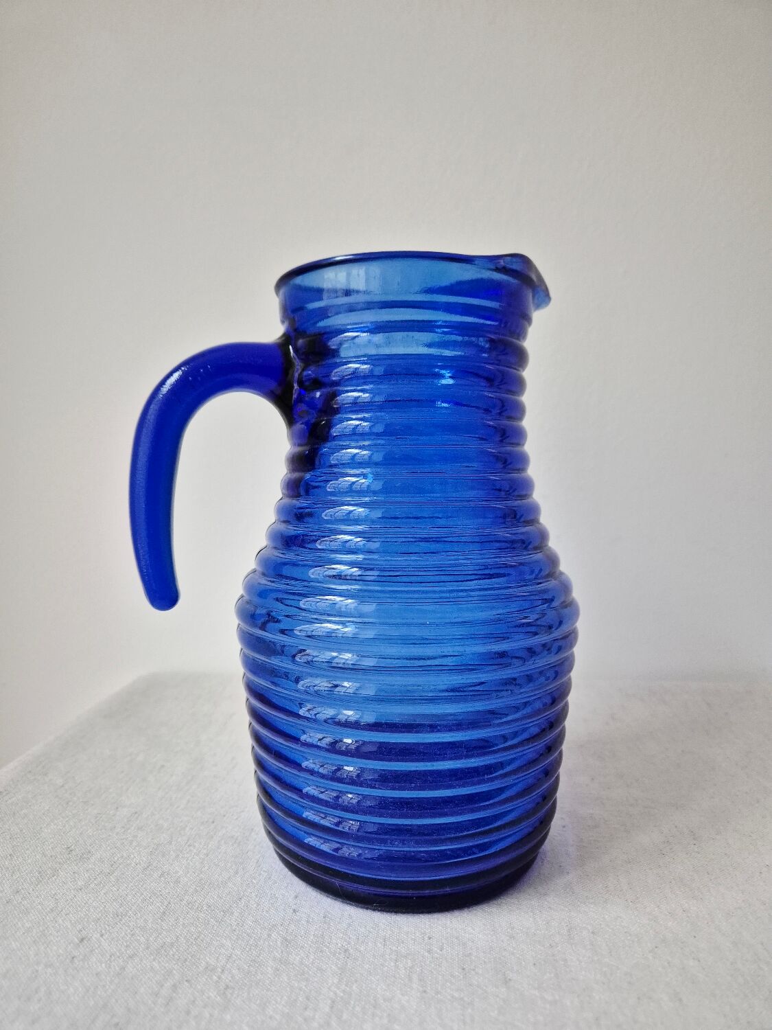 Vintage cobalt blue glass carafe/pitcher '1970s - Cisper