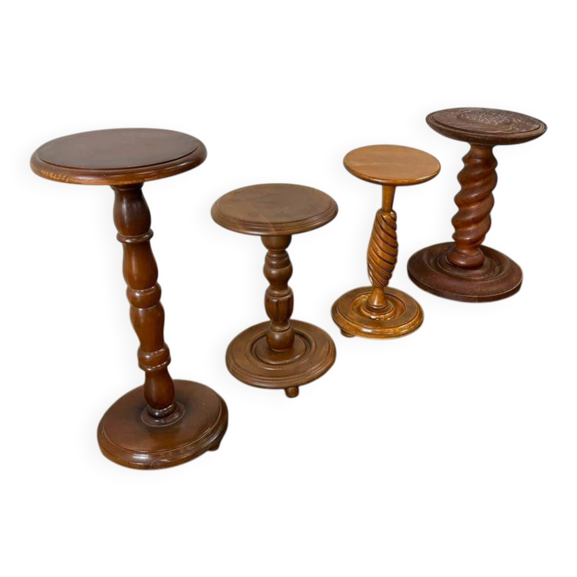 Vintage round wooden side table / guéridon / support