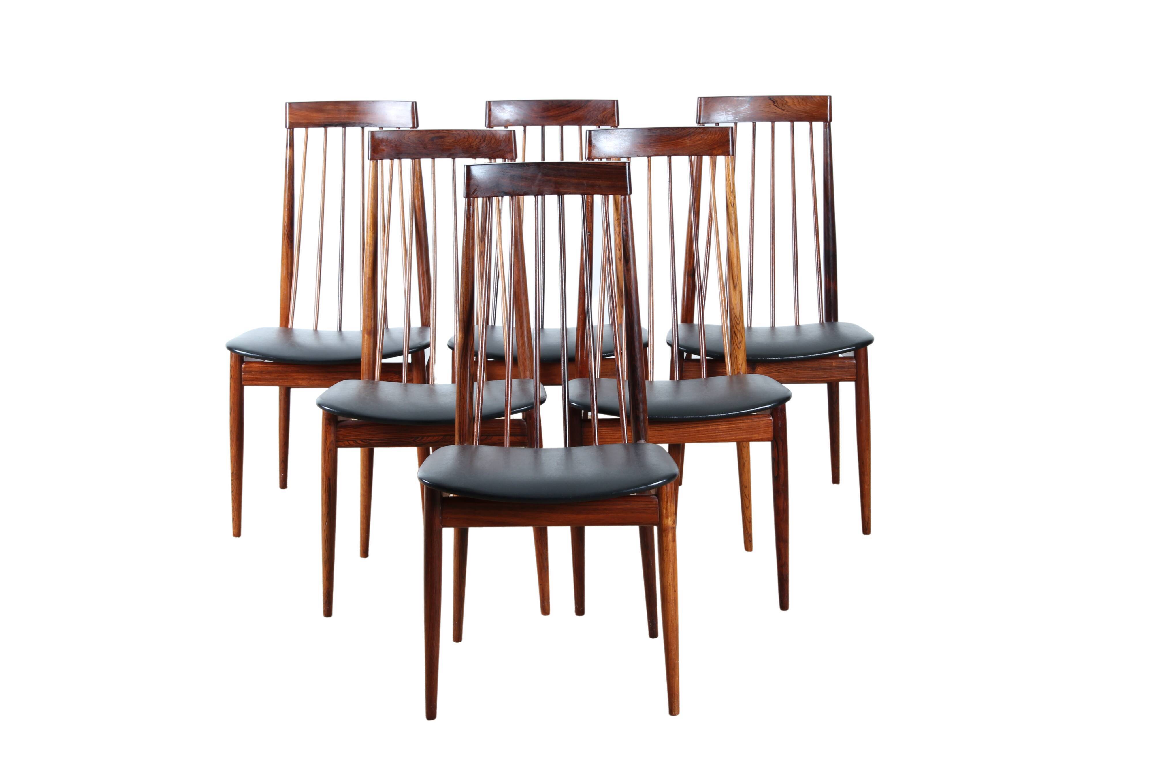 Suite of 6 rosewood bar chairs from Rio