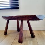 Banc ou table d'appoint en bois massif de tronc d'arbre, style brutaliste, 1960