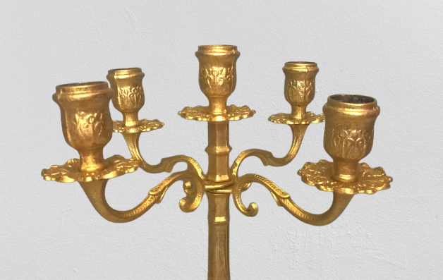 Pair of art-deco candlesticks five lights with removable light arms ~ golden regulates ~ 1930s