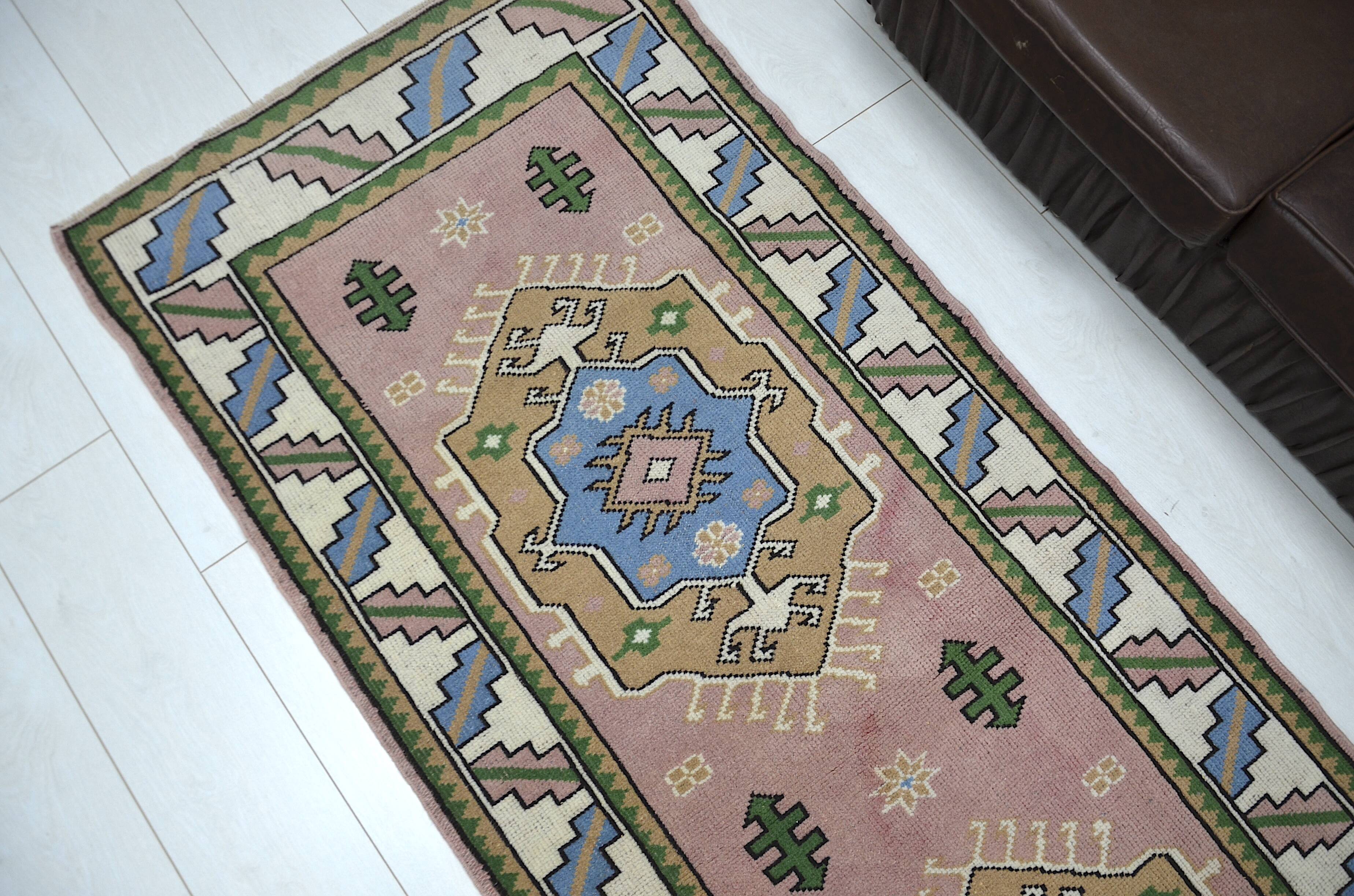 Reddish & Blue Anatolian Runner sku 2296.