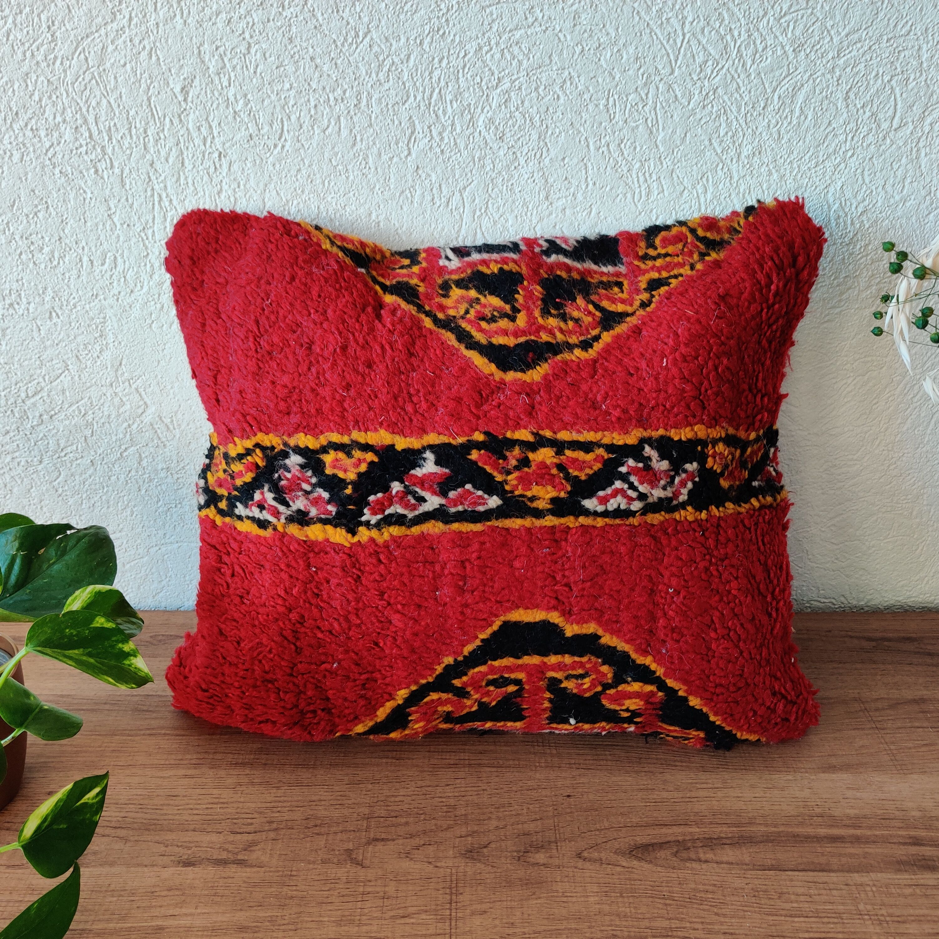 Coussin marocain berbere rouge 40x50 cm