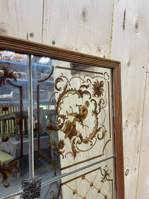 Miroir de bistrot ou de brasserie vénitien Art Nouveau en verre églomisé