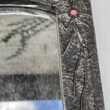 Mirror with embossed metal frame by alfred daguet, 1900s art nouveau period