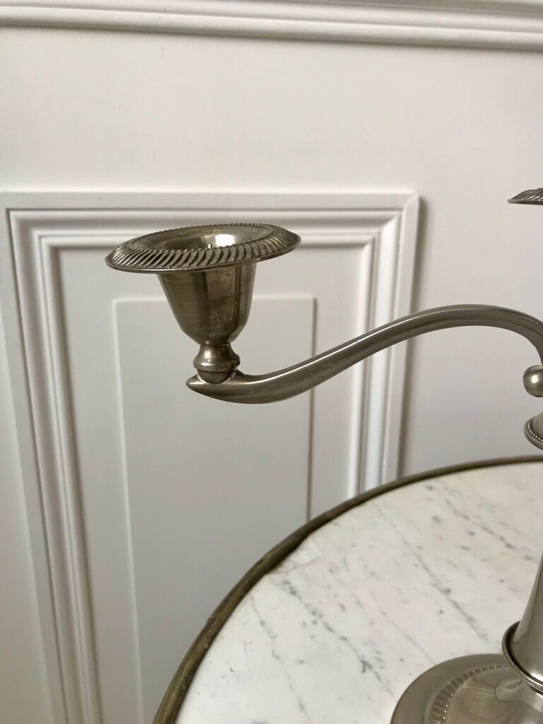 Silver brass chandelier 50s