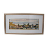 Jean Launois (1898-1942) Paysage d'Afrique du Nord, Un Port, Aquarelle signée
