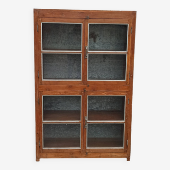 Old glass cabinet in wood and metal