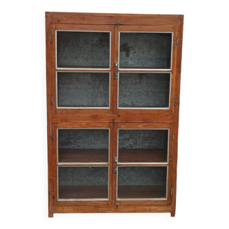 Old glass cabinet in wood and metal