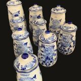 Series of 8 Delft spice jars