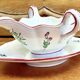 Old sauceboat earthenware Lunéville model lantern pink tulip