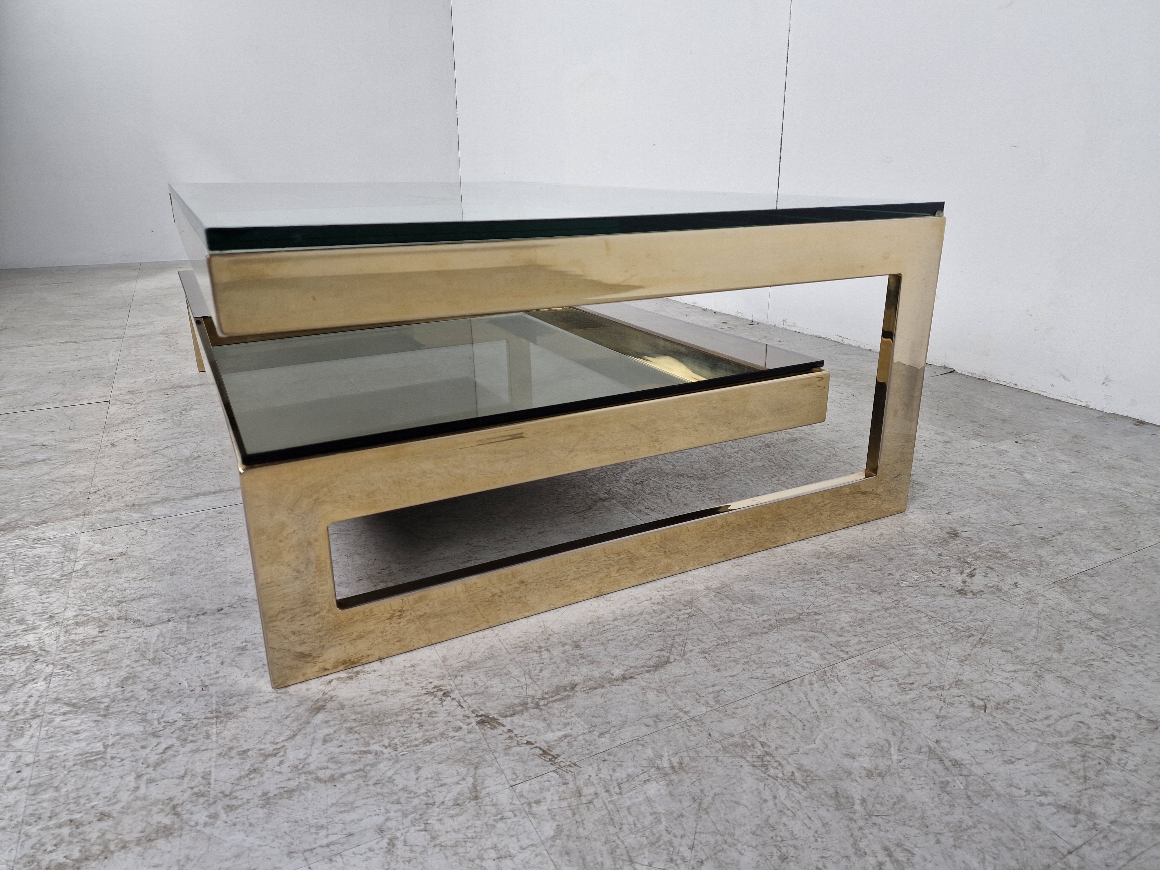 Vintage gold leaf coffee table by Belgochrom, 1970s