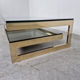 Vintage gold leaf coffee table by Belgochrom, 1970s