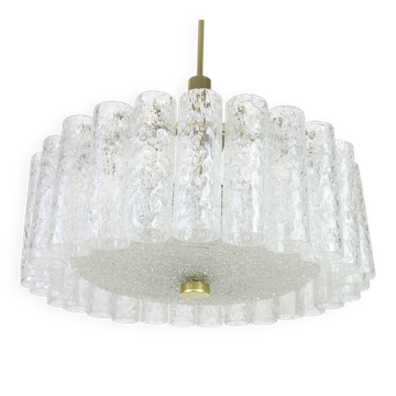 Superb glass tube chandelier from Murano by Doria, Germany, 1970s.