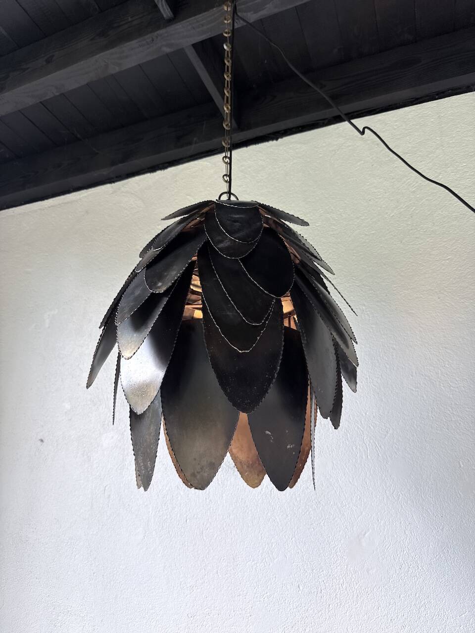 Brutalist suspension Jansen metal welded flower