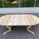 Round stripped extendable dining table in the style of Rainer Daumiller Hirtshals Sa.